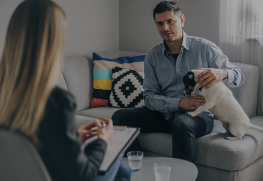 Dog Trainer talk with a pet lover