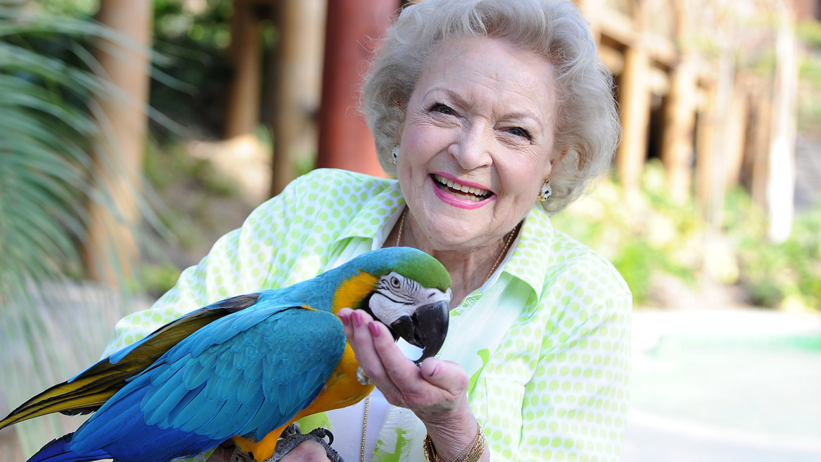 Betty white and a parrot